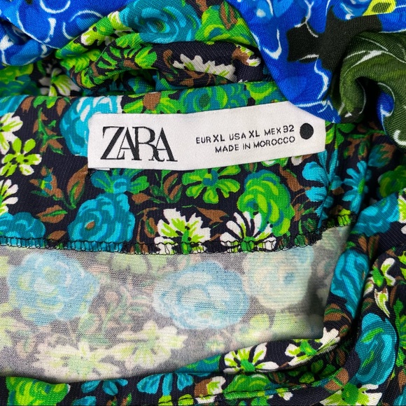 ZARA BLOGGERS FAVE MIX PRINT FLORAL DRAPED MIDI DRESS - Picture 7 of 11